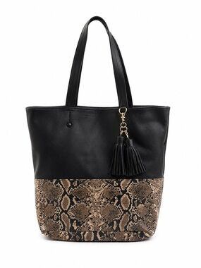 Ann Taylor Vintage Y2K Black Large Leather Python Snake Print Shoulder Bag